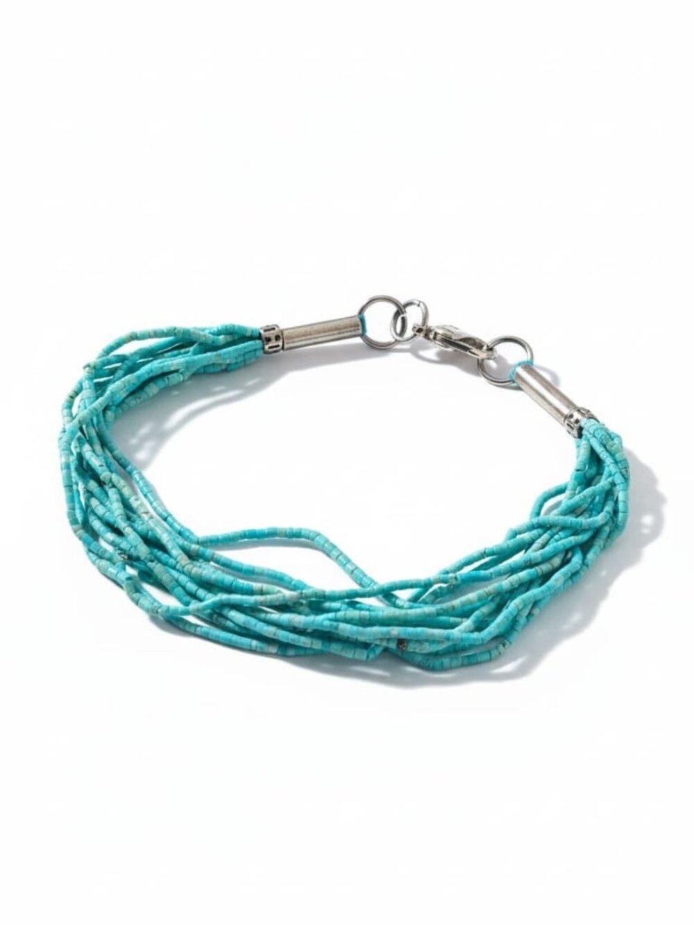 Silver-Tone Persian Calligraphy Bracelet with Turquoise Beads